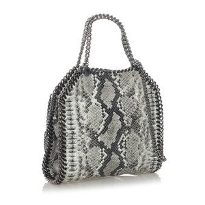Stella Mccartney Mini Falabella Gray Snake skin shoulder three chain bag silver